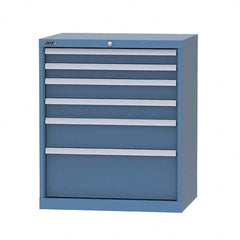 LISTA - 6 Drawer, 124 Compartment Bright Blue Steel Modular Storage Cabinet - Industrial Tool & Supply