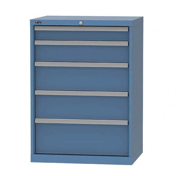 LISTA - 5 Drawer, 124 Compartment Bright Blue Steel Modular Storage Cabinet - Industrial Tool & Supply