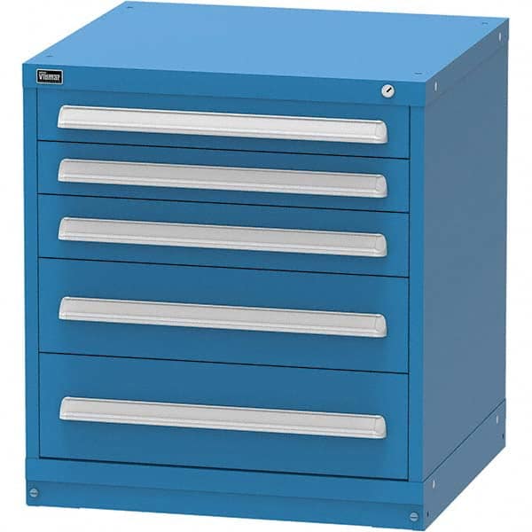 Vidmar - 5 Drawer Bright Blue Steel Modular Storage Cabinet - Industrial Tool & Supply