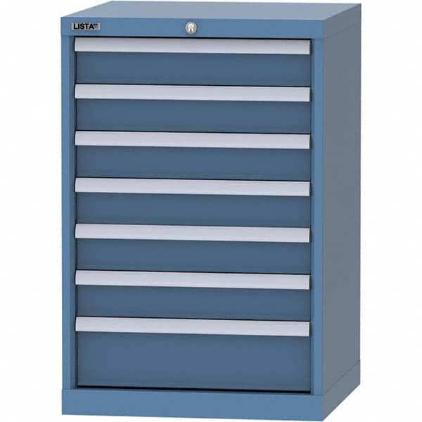 LISTA - 7 Drawer, 84 Compartment Bright Blue Steel Modular Storage Cabinet - Industrial Tool & Supply