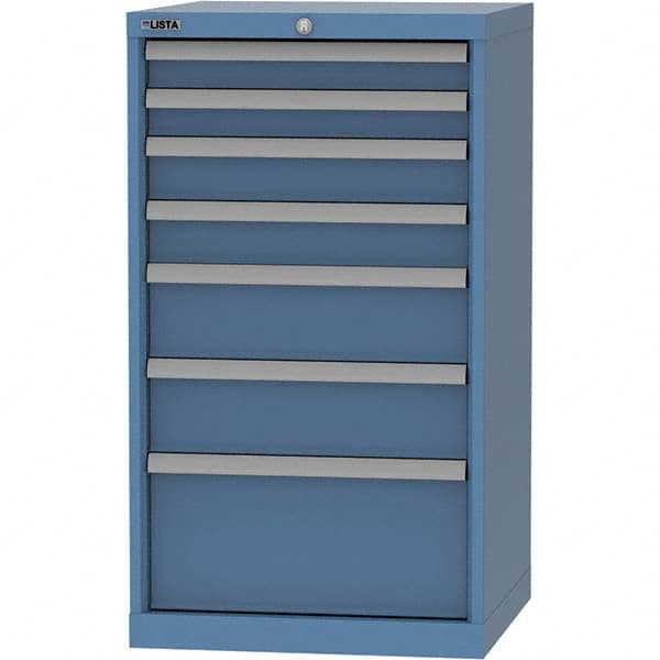 LISTA - 7 Drawer, 84 Compartment Bright Blue Steel Modular Storage Cabinet - Industrial Tool & Supply