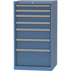 LISTA - 7 Drawer, 84 Compartment Bright Blue Steel Modular Storage Cabinet - Industrial Tool & Supply