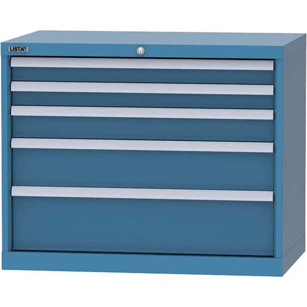 LISTA - 5 Drawer, 84 Compartment Bright Blue Steel Modular Storage Cabinet - Industrial Tool & Supply