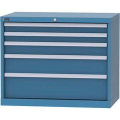 LISTA - 5 Drawer, 84 Compartment Bright Blue Steel Modular Storage Cabinet - Industrial Tool & Supply