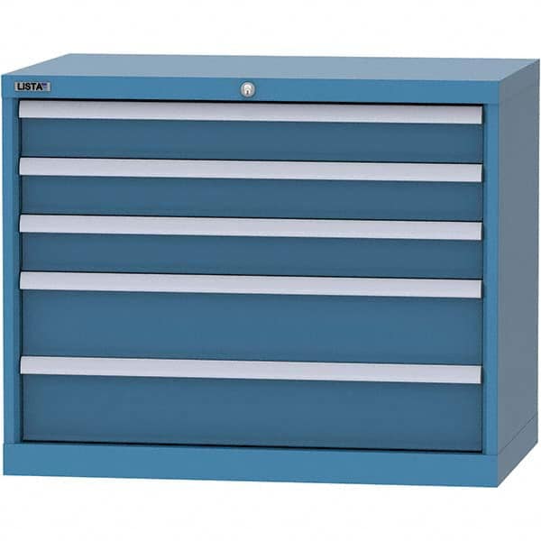 LISTA - 5 Drawer, 84 Compartment Bright Blue Steel Modular Storage Cabinet - Industrial Tool & Supply