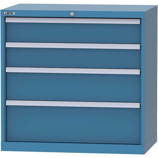 LISTA - 4 Drawer, 84 Compartment Bright Blue Steel Modular Storage Cabinet - Industrial Tool & Supply