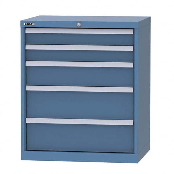 LISTA - 5 Drawer, 124 Compartment Bright Blue Steel Modular Storage Cabinet - Industrial Tool & Supply