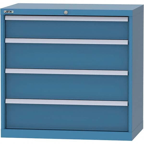 LISTA - 4 Drawer, 84 Compartment Bright Blue Steel Modular Storage Cabinet - Industrial Tool & Supply