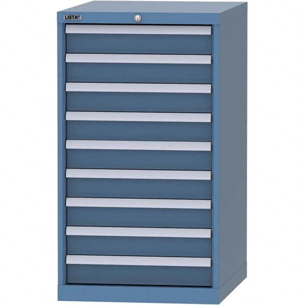 LISTA - 9 Drawer, 99 Compartment Bright Blue Steel Modular Storage Cabinet - Industrial Tool & Supply