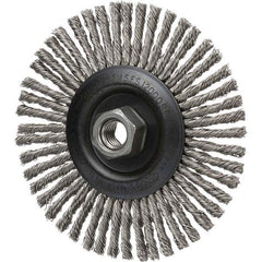 Wheel Brush: 4″ Wheel Dia, Stringer Bead Steel, 20,000 RPM