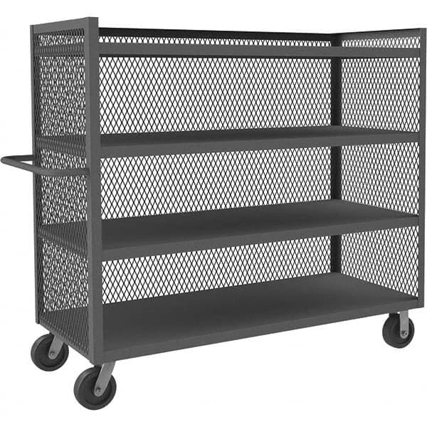 Durham - 3,000 Lb Capacity 4-Shelf 3-Sided Mesh Truck - Industrial Tool & Supply