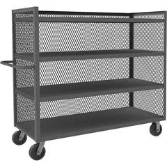 Durham - 3,000 Lb Capacity 4-Shelf 3-Sided Mesh Truck - Industrial Tool & Supply