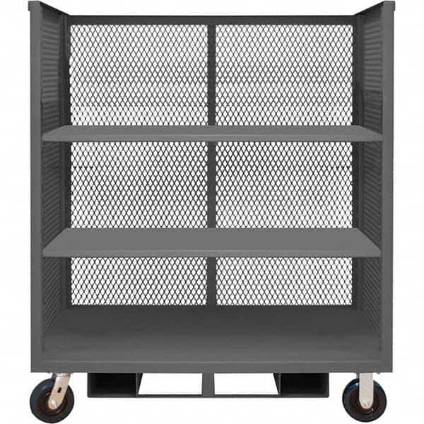 Durham - 3,600 Lb Capacity 3-Shelf 3-Sided Mesh Truck - Industrial Tool & Supply