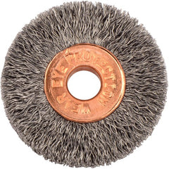 1-1/4″ Small Diameter Crimped Wire Wheel, .008″ Stainless Steel Fill, 1/4″ Arbor Hole - Industrial Tool & Supply