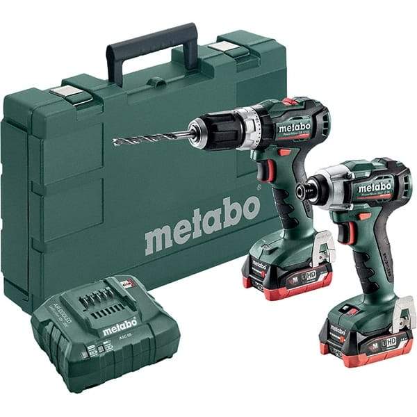 Metabo - Cordless Tool Combination Kits Voltage: 12 Tools: 1/4" Hex Compact Brushless Impact Driver; Compact Brushless Hammer Drill/Driver - Industrial Tool & Supply