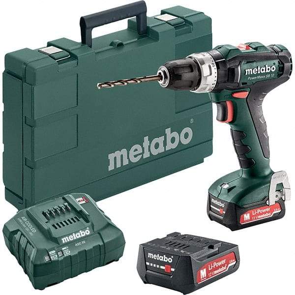 Metabo - 12 Volt 3/8" Keyless Chuck Cordless Hammer Drill - 0 to 21,000 BPM, 0 to 360 & 1,400 RPM, Reversible - Industrial Tool & Supply