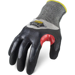 Puncture-Resistant Gloves:  Size  2X-Large,  ANSI Cut  A5,  ANSI Puncture  4,  Nitrile,  HPPE Steel Blended Knit Black & Gray,  Palm, Fingers & Knuckles Coated,  Unlined Lined,  HPPE Fiber/Stainless Steel Back,  Sandy Grip,  ANSI Abrasion  Not Tested