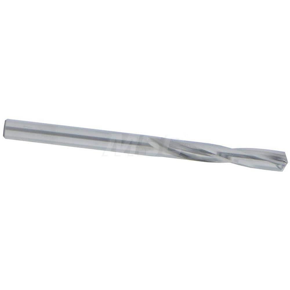 Screw Machine Length Drill Bit: 0.157″ Dia, 135 °, Solid Carbide Bright/Uncoated, Right Hand Cut, Straight-Cylindrical Shank