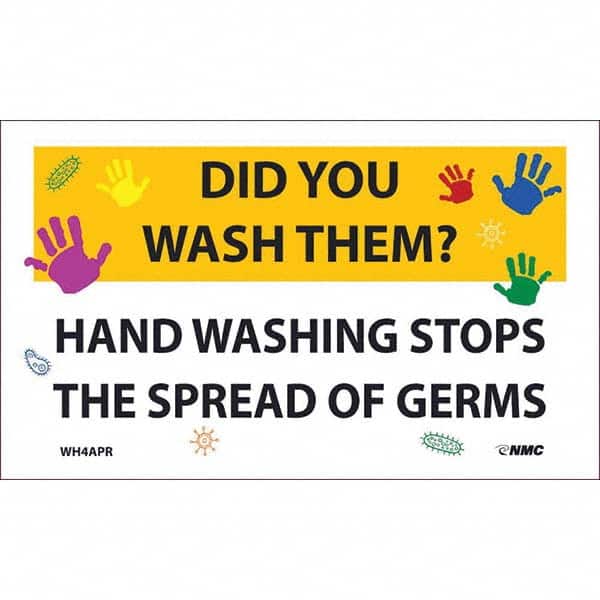 NMC - 1 5-Piece Restroom, Janitorial & Housekeeping Label - Legend: Did You Wash Them? - Hand Washing Stops the Spread of Germs - Industrial Tool & Supply