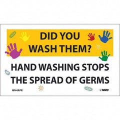 NMC - 1 5-Piece Restroom, Janitorial & Housekeeping Label - Legend: Did You Wash Them? - Hand Washing Stops the Spread of Germs - Industrial Tool & Supply