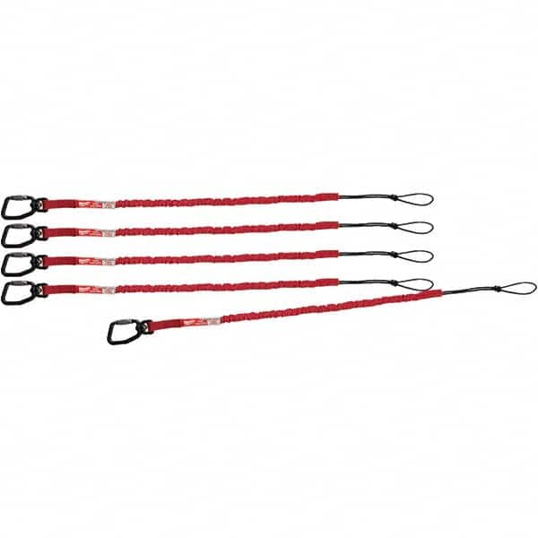 Tool Holding Accessories; Connection Type: Carabiner; Color: Red; Additional Info: Includes (5) 10lb Locking Tool Lanyards; Color: Red