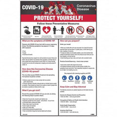 NMC - 1 5-Piece "COVID-19 - PROTECT YOURSELF!", 12" Wide x 18" High, Paper Safety Sign - Industrial Tool & Supply
