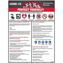 NMC - "COVID-19 - PROTECT YOURSELF!", 18" Wide x 24" High, Pressure-Sensitive Vinyl Safety Sign - Industrial Tool & Supply