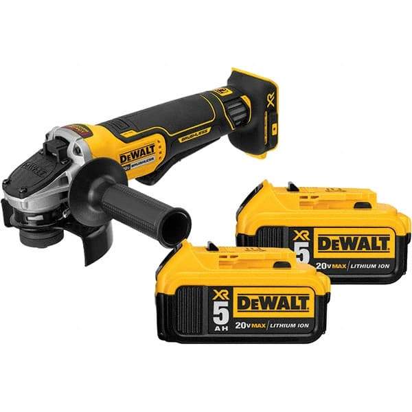 DeWALT - 4-1/2" Wheel Diam, 9,000 RPM, Cordless Angle & Disc Grinder - 5/8-11 Spindle, 20 Volts - Industrial Tool & Supply