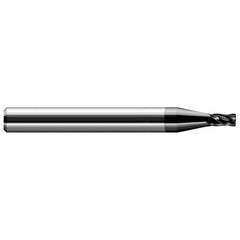 Corner Radius End Mill: 3/16″ Dia, 0.285″ LOC, 0.03″ Radius, 4 Flutes, Solid Carbide 2″ OAL, 3″ Shank Dia, Helix, Amorphous Diamond Coated, Corner Radius End, Centercutting