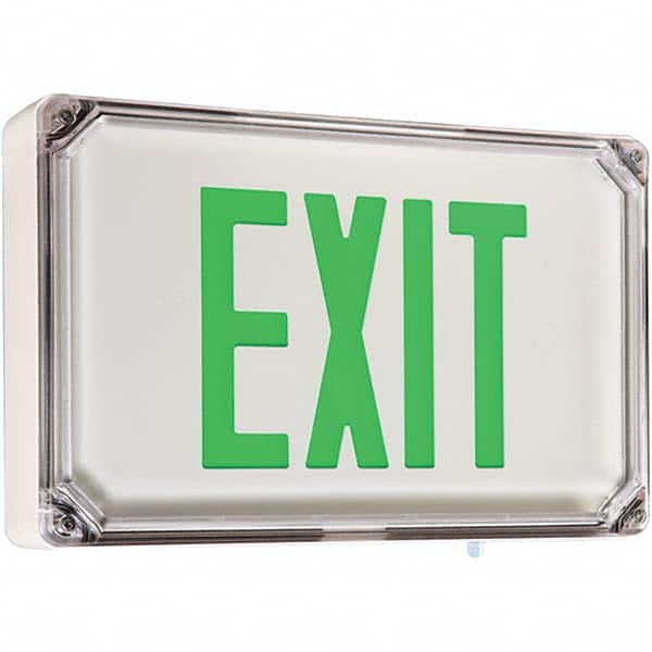 Hubbell Lighting - Illuminated Exit Signs Number of Faces: 2 Letter Color: Green - Industrial Tool & Supply