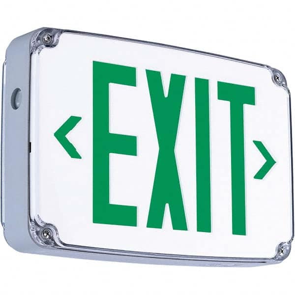 Hubbell Lighting - Illuminated Exit Signs Number of Faces: 2 Letter Color: Green - Industrial Tool & Supply