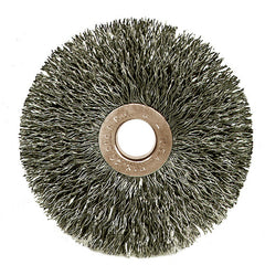 3″ Small Diameter Crimped Wire Wheel, .014″ Stainless Steel Fill, 1/2″-3/8″ Arbor Hole - Industrial Tool & Supply