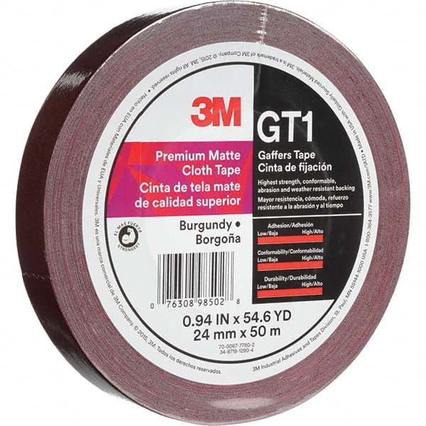 3M - 50m x 24mm x 11 mil Burgundy Cotton Cloth Gaffers Tape - Industrial Tool & Supply