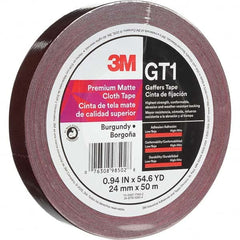 3M - 50m x 24mm x 11 mil Burgundy Cotton Cloth Gaffers Tape - Industrial Tool & Supply