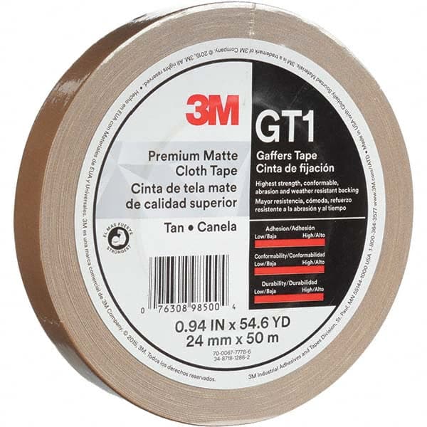 3M - 50m x 24mm x 11 mil Tan Cotton Cloth Gaffers Tape - Industrial Tool & Supply