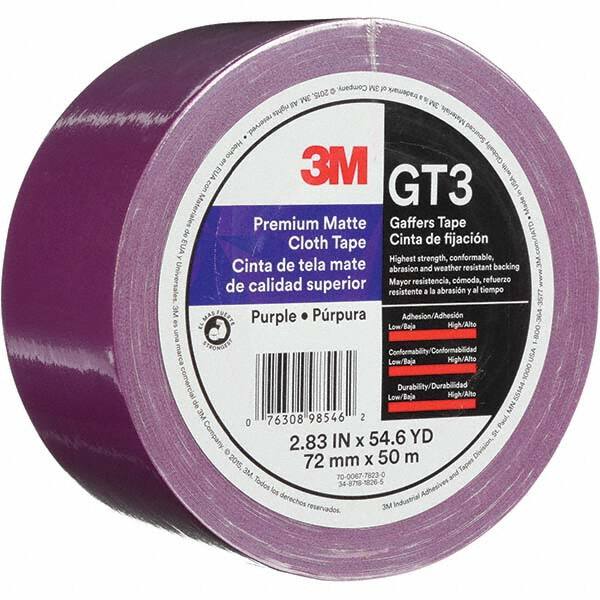 3M - 50m x 72mm x 11 mil Purple Cotton Cloth Gaffers Tape - Industrial Tool & Supply