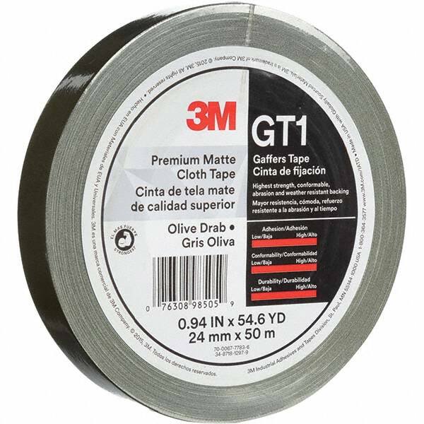 3M - 50m x 24mm x 11 mil Olive Green Cotton Cloth Gaffers Tape - Industrial Tool & Supply