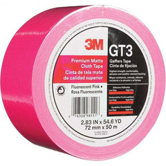 3M - 50m x 72mm x 11 mil Fluorescent Pink Cotton Cloth Gaffers Tape - Industrial Tool & Supply