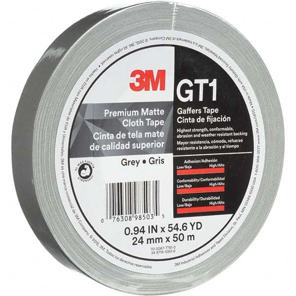 3M - 50m x 24mm x 11 mil Gray Cotton Cloth Gaffers Tape - Industrial Tool & Supply