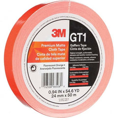 3M - 50m x 24mm x 11 mil Fluorescent Orange Cotton Cloth Gaffers Tape - Industrial Tool & Supply