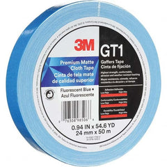 3M - 50m x 24mm x 11 mil Fluorescent Blue Cotton Cloth Gaffers Tape - Industrial Tool & Supply