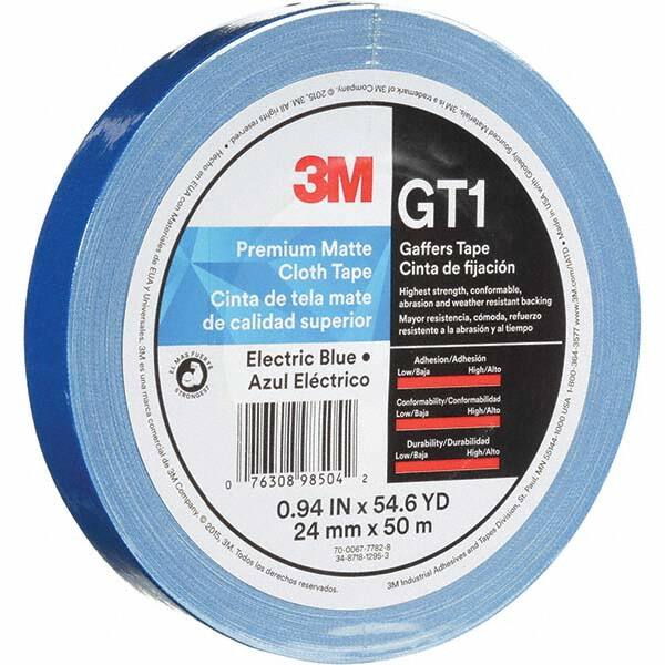 3M - 50m x 24mm x 11 mil Blue Cotton Cloth Gaffers Tape - Industrial Tool & Supply