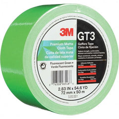 3M - 50m x 72mm x 11 mil Fluorescent Green Cotton Cloth Gaffers Tape - Industrial Tool & Supply