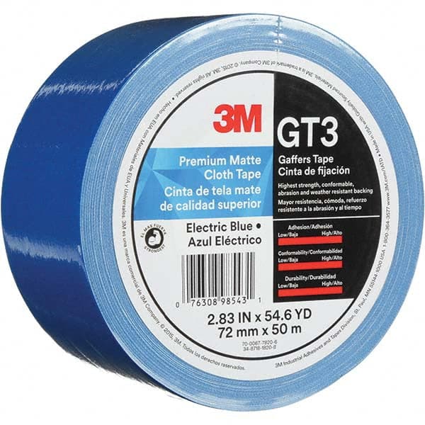 3M - 50m x 72mm x 11 mil Blue Cotton Cloth Gaffers Tape - Industrial Tool & Supply