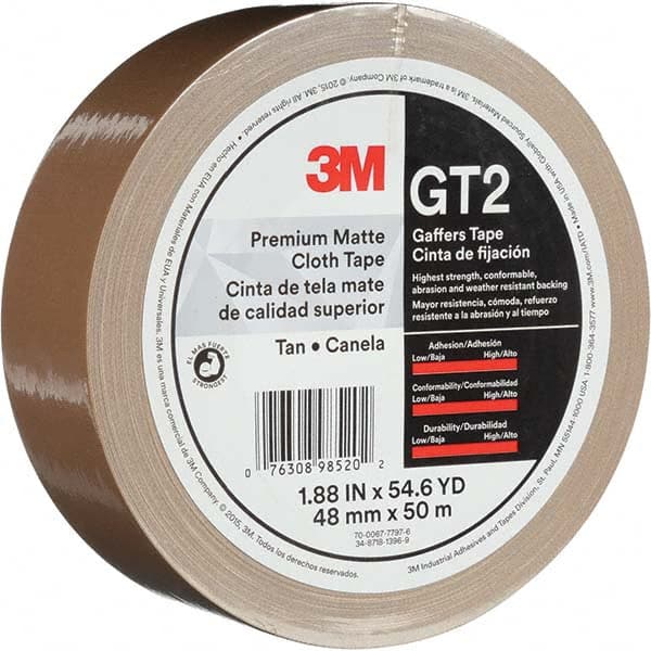 3M - 50m x 48mm x 11 mil Tan Cotton Cloth Gaffers Tape - Industrial Tool & Supply