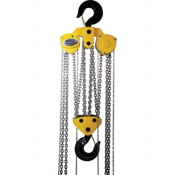 OZ Lifting Products - 40,000 Lb Capacity, 20' Lift Height, Manual Chain Hoist with Overload Protection - Industrial Tool & Supply