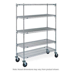 Metro - 900 Lb Capacity 5 Shelf Mobile Wire Shelving Unit - Add-On Unit - Industrial Tool & Supply