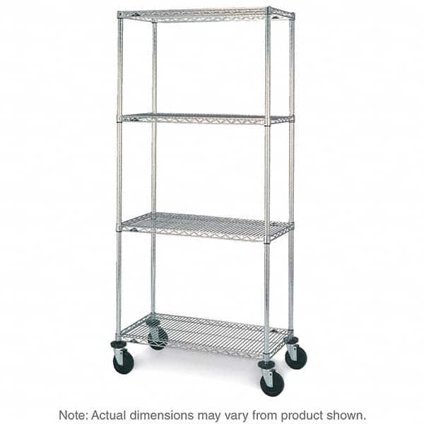 Metro - 600 Lb Capacity 4 Shelf Mobile Wire Shelving Unit - Add-On Unit - Industrial Tool & Supply