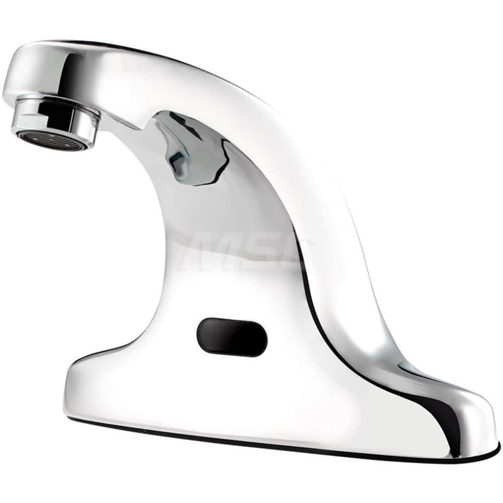 Electronic & Sensor Faucets; Type: Sensor; Style: Deck Mount; Spout Type: Cast Basin Spout; Mounting Centers: 4; Finish/Coating: Polished Chrome; Special Item Information: Easy Adjust Shut-Off Delay, Auto Flush, Auto Time-Out and Range Sensitivity; For Us