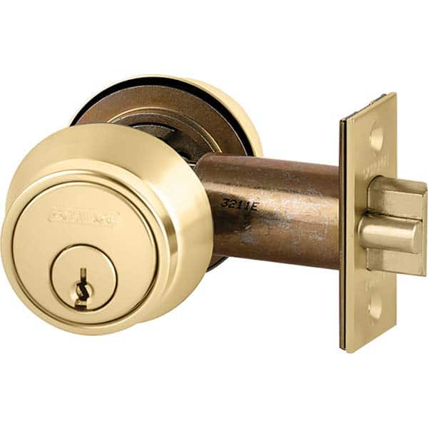 Schlage - Deadbolts Type: Deadlocking Latch Door Thickness Range: 1-1/2-1-3/4 - Industrial Tool & Supply
